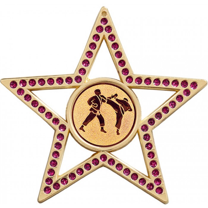 75MM PURPLE STAR MARTIAL ARTS MEDAL - GOLD, SILVER, BRONZE